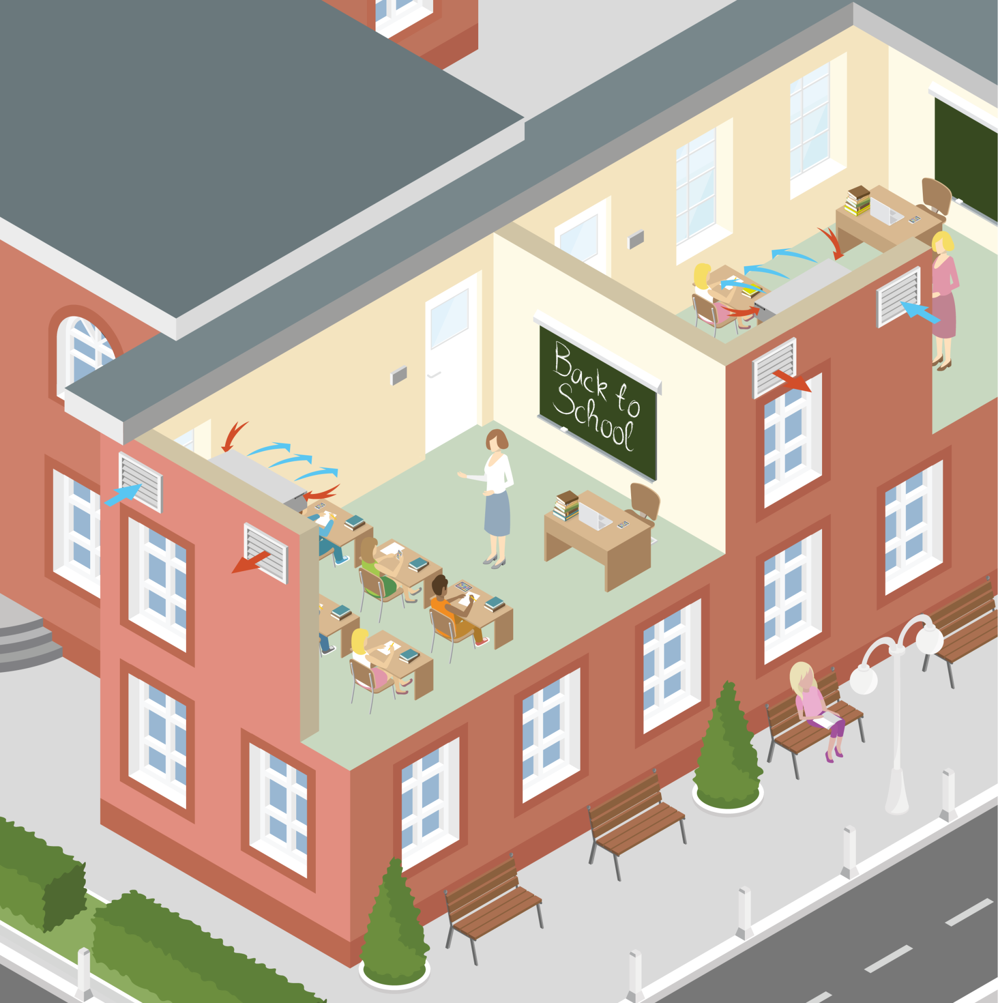 Voorbeeld decentraal ventilatiesysteem scholen